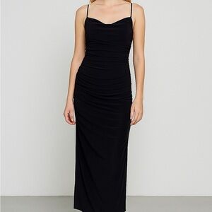 Zara Black Ruched Midi Dress NWT | Cocktail Evening Party Slip XL